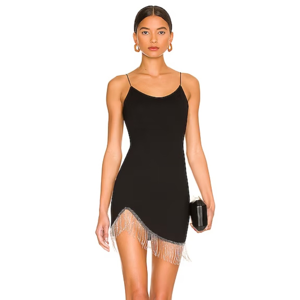 ❤️ NWT superdown little black dress w/ jeweled fringe xs